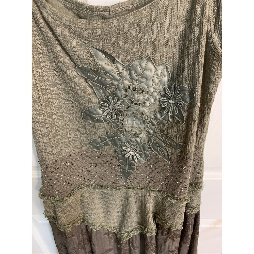 Vandana Witchy Goth Dress Womens M Crochet Knit Layered Hanky Hem Boho Festival - Picture 3 of 11